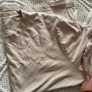 Nike Beige Tee with Embroidered Swoosh
